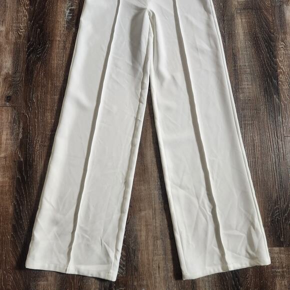 Retrofete White/Cream Jumpsuit Halter Open Back Silk Size Small Sample Wide Leg - Picture 4 of 11